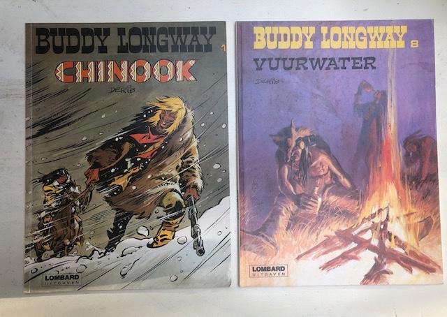 Buddy Longway - 1. Chinook (1974) / 8 Vuurwater (1979), Gelezen, Derib., Ophalen of Verzenden, Meerdere stripboeken