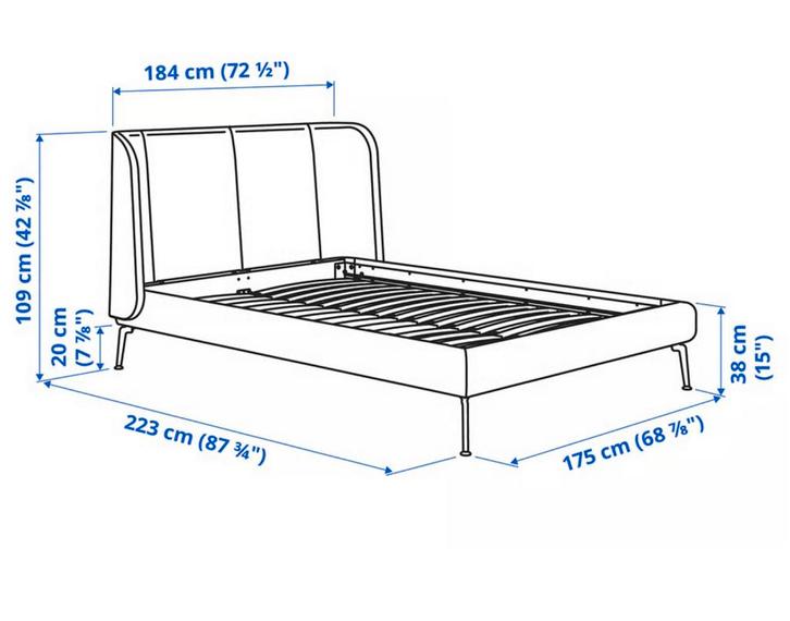 Lit tapissé moderne + matelas premium (comme neuf), Maison & Meubles, Chambre à coucher | Matelas & Sommiers, Comme neuf, Sommier