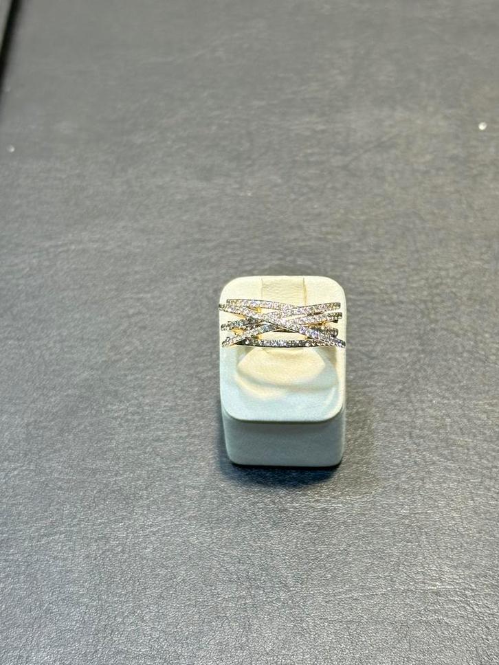 18k goud diamanten cocktail ring, Handtassen en Accessoires, Ringen, Goud, Ophalen