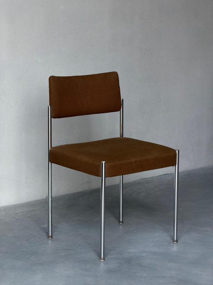 Vintage bauhaus stoel, chroom met bruine stof, Maison & Meubles, Chaises, Comme neuf, Tissus, Brun, Enlèvement