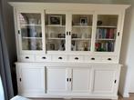Witte landelijke vitrinekast / buffetkast, Huis en Inrichting, Kasten | Buffetkasten, Ophalen, Gebruikt, 200 cm of meer, 200 cm of meer