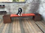 Nieuwe tuinbank in padoek en cortenstaal, Tuin en Terras, Ophalen, Nieuw, Hout