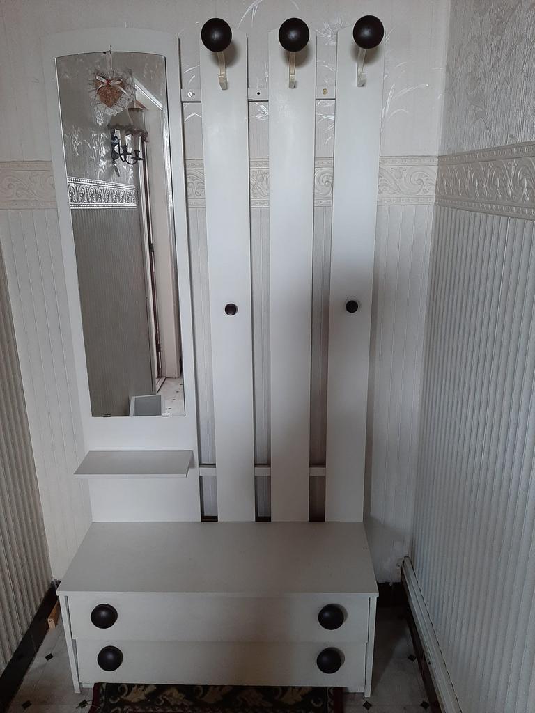 Porte-manteau avec miroir (blanc), Maison & Meubles, Armoires | Autre, Enlèvement, Utilisé