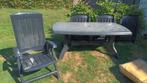 Blauwe Tuintafel en 4 ligstoelen, Ophalen