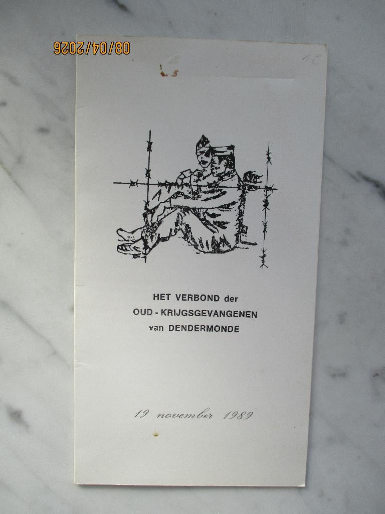 Menu Het verbond der oud-Krijgsgevangenen Dendermonde 1989, Verzenden, Gebruikt