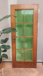 Porte en bois avec fenêtres en verre vert 199x80,5 cm, Enlèvement