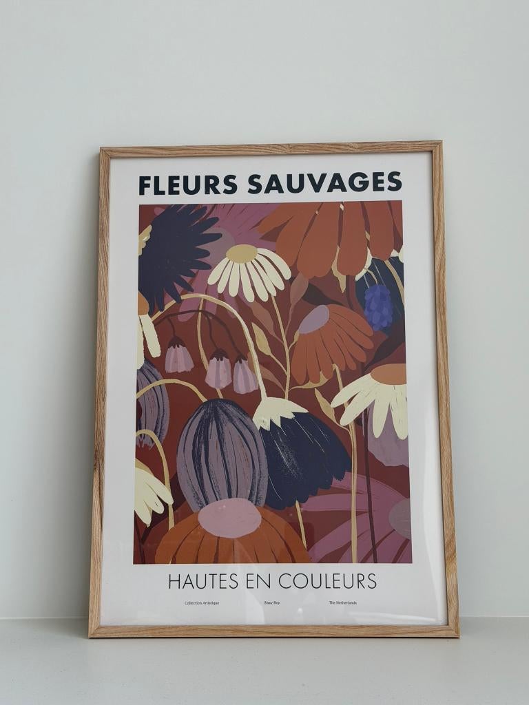 Fotolijst met print Fleurs Sauvages 44 x 62 cm, Maison & Meubles, Enlèvement, Imprimé