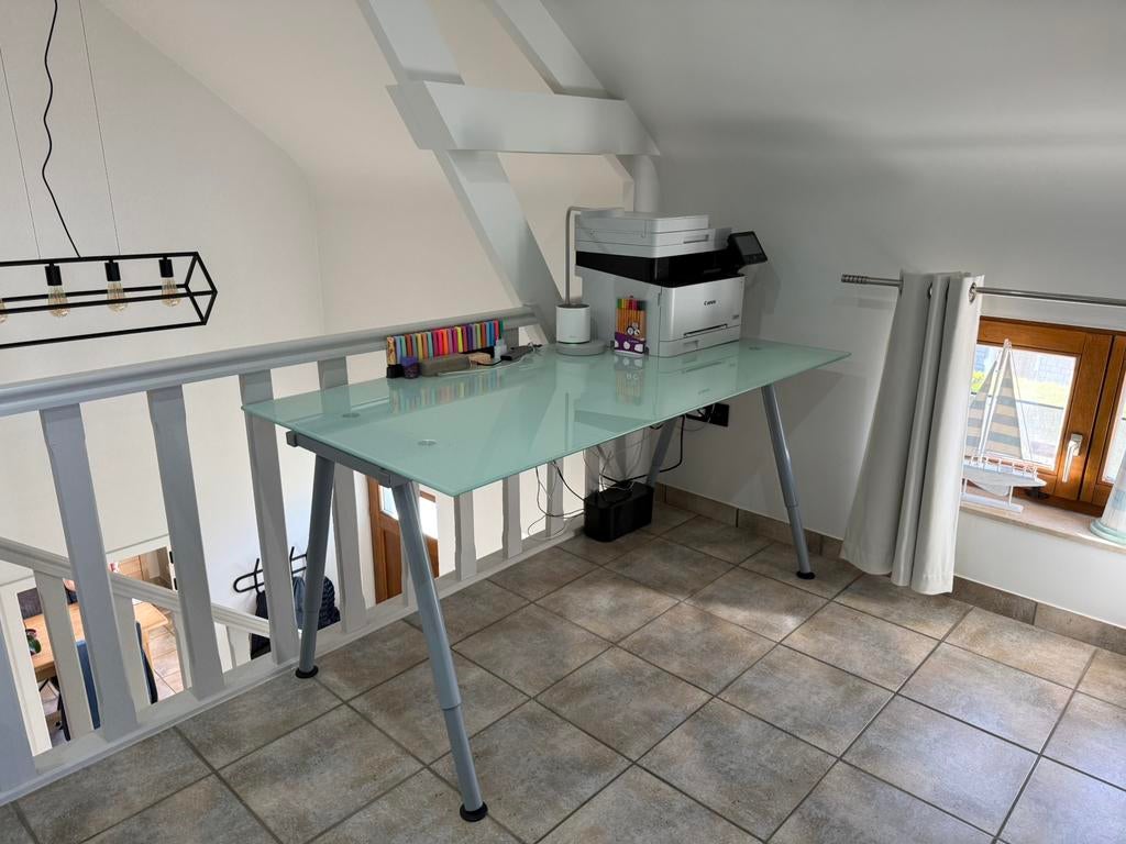 Bureau en verre moderne - réglable - 160x80 - super état, Moderne, Enlèvement, Utilisé, Verre