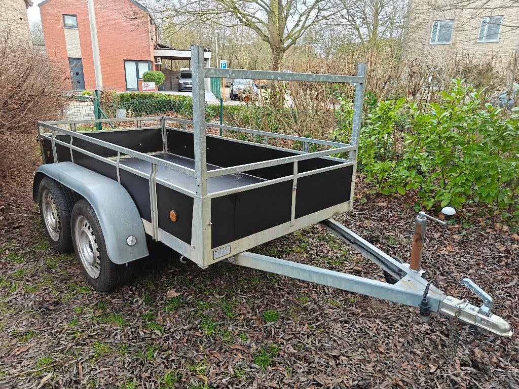 Dubbel as aanhangwagen 2,57/1,31m 750kg met id HOUT IS NIEUW, Ophalen, Gebruikt