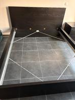 Cadre de lit avec 4 boîtes de rangement - Noir-Marron, Maison & Meubles, Enlèvement, Comme neuf, Deux personnes, Noir