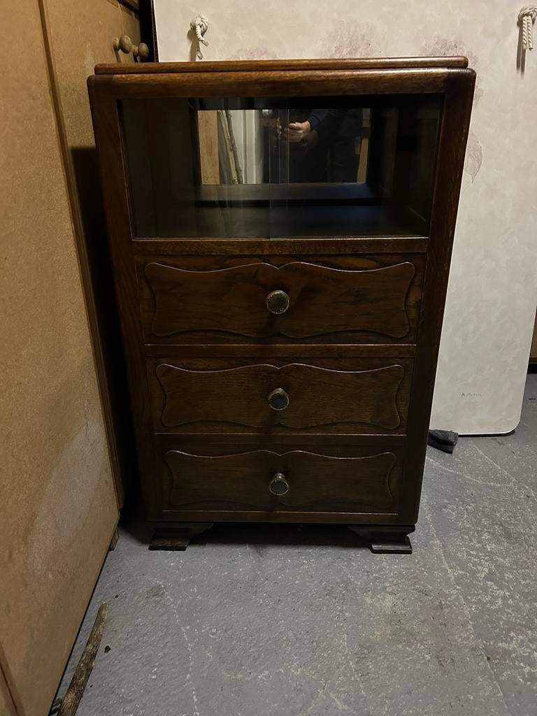 Antieke eiken commode kast, Huis en Inrichting, Kasten | Secretaires, Ophalen, Zo goed als nieuw