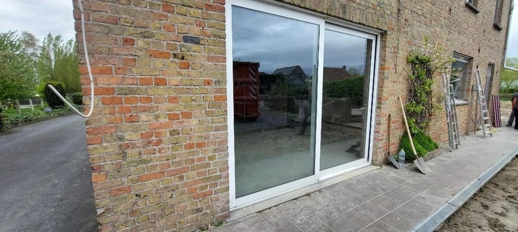 Schuifraam wit, Doe-het-zelf en Bouw, Raamkozijnen en Schuifdeuren, Ophalen, Kunststof, Gebruikt, 225 cm of meer