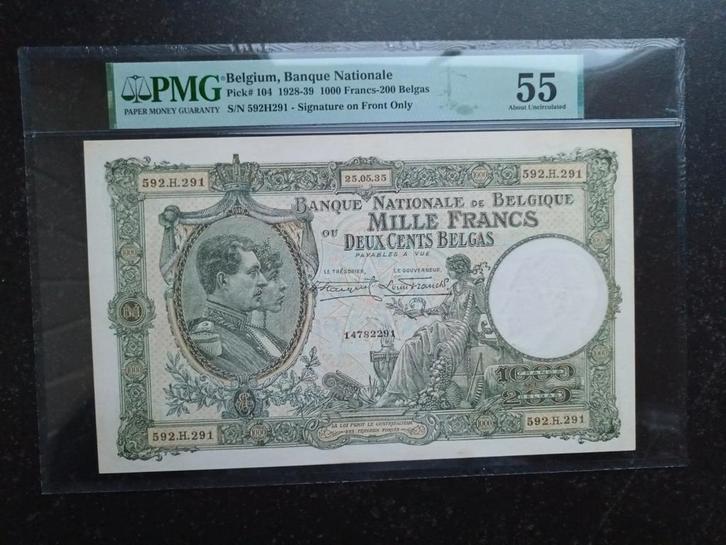 Exceptionnel 1000 francs 1935 PMG 55 !, Timbres & Monnaies, Billets de banque | Belgique, Billets en vrac, Enlèvement ou Envoi