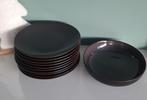 10 donkerbruine borden & 1 bijpassende kom, Huis en Inrichting, Keuken | Servies, Ophalen, Nieuw, Bord(en)