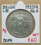 50 FR  1935 FRANS   POS.A   LEOPOLD III   BELGIE   € 60, Enlèvement ou Envoi, Monnaie en vrac, Argent, Argent