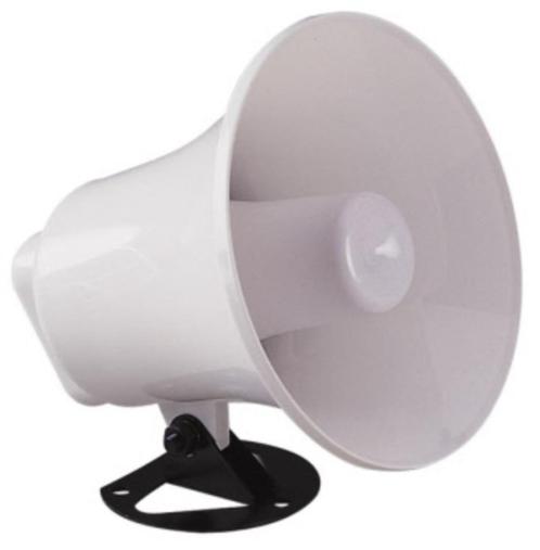 Witte 8 ohm 15 Watt luidspreker met hoorn en beugel, Audio, Tv en Foto, Luidsprekerboxen, Nieuw, Ophalen of Verzenden
