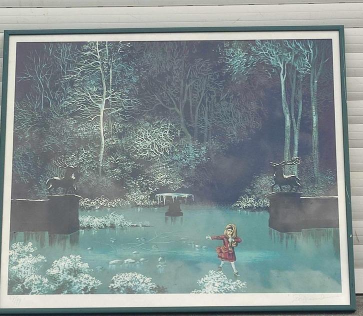 Lithographie signe gaston bogaert, Antiek en Kunst, Kunst | Litho's en Zeefdrukken, Ophalen of Verzenden