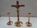 Klein koperen kruis +2 kleine kandelaars, Enlèvement ou Envoi