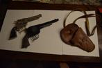 Hubley texan, ringo colt en lederen holster speelgoedpistool, Antiquités & Art, Enlèvement ou Envoi
