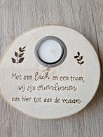 Kaarsenhouder "Met een lach en een traan..." NIEUW, Nieuw, Ophalen of Verzenden, Bruin, Hout
