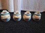 4 keuken potjes met opschriften, Keramiek, Overige typen, Ophalen of Verzenden, Zo goed als nieuw
