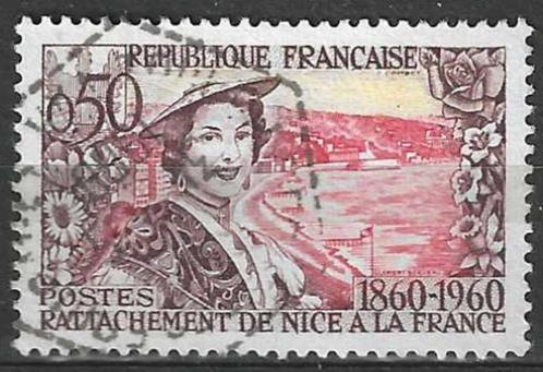 Frankrijk 1960 - Yvert 1247 - Vrouw uit Nice en plage (ST), Timbres & Monnaies, Timbres | Europe | France, Affranchi, Envoi