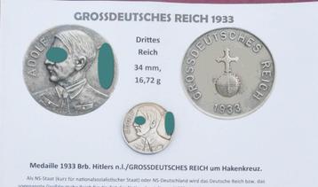 Pièce 'Grossdeutsche Reich 1933' + 3 photos d'époque