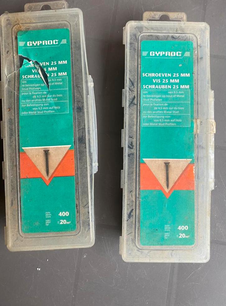 Gyproc schroeven 25 mm – 2 dozen (nieuw), Doe-het-zelf en Bouw, IJzerwaren en Bevestigingsmiddelen, Nieuw, Schroeven, Minder dan 50 mm
