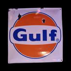 Gulf Oil Enamel Sign, Collections, Marques & Objets publicitaires, Enlèvement, Utilisé, Panneau publicitaire