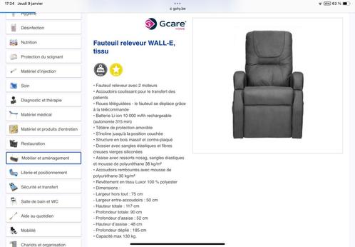 Fauteuil releveur de soins, Huis en Inrichting, Fauteuils, Zo goed als nieuw, Stof, 50 tot 75 cm, 75 tot 100 cm, Ophalen