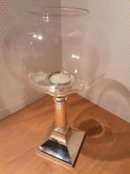 Kandelaar verzilverd met glas klein barstjes in glas onzicht, Antiek en Kunst, Ophalen