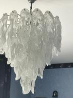 Grote glazen kroonluchter/vintage design plafondlamp, Glas, Zo goed als nieuw, Ophalen