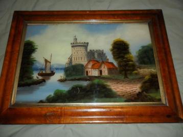 antiek schilderij## églomisé ## beschikbaar voor biedingen