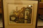 Gekleurde ets van 'Peerdenbrug' te Brugge (V. Steen), Antiek en Kunst, Kunst | Etsen en Gravures, Ophalen