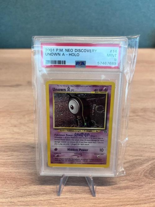 Unown A Holo PSA 9 - 14/75 - Neo Discovery, Hobby en Vrije tijd, Verzamelkaartspellen | Pokémon, Zo goed als nieuw, Losse kaart