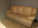 Beige lederen 3 zit zetel ,, Huis en Inrichting, Ophalen, Zo goed als nieuw, Beige
