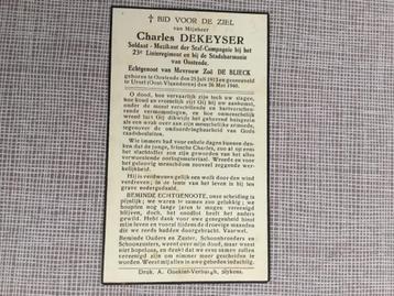 Soldaat Dekeyser Oostende gesneuveld Ursel Mei 1940 WOII beschikbaar voor biedingen
