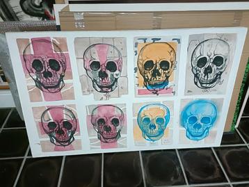 Skulls/doodshoofden acryl op doek beschikbaar voor biedingen