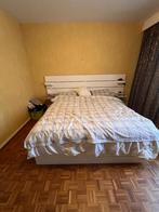 Lit double avec tête de lit et rangements – Excellent état, Ophalen, Wit, Zo goed als nieuw, Twijfelaar