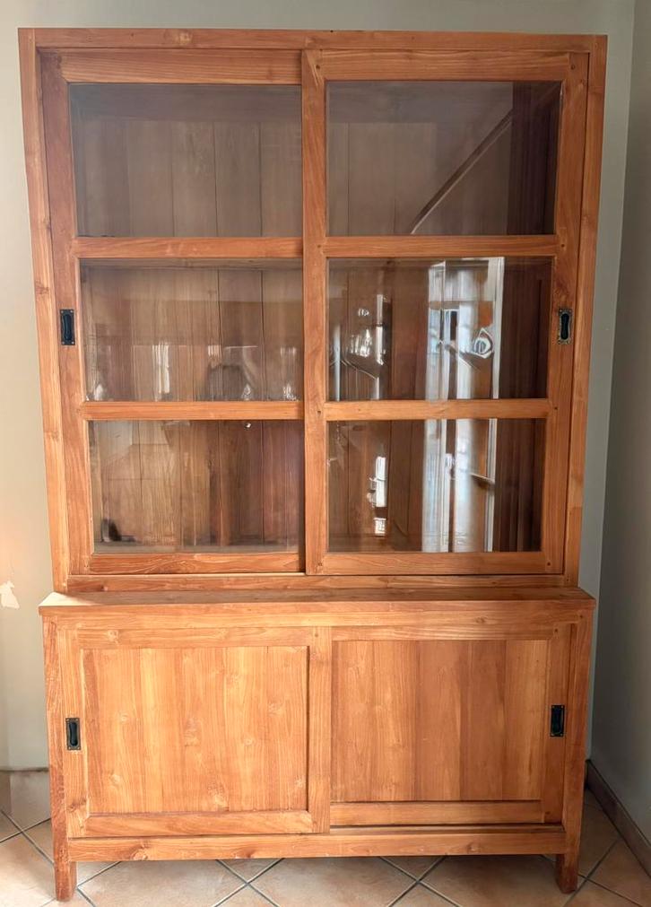 Vaisselier en teck massif, Huis en Inrichting, Kasten | Buffetkasten, Teakhout, Ophalen