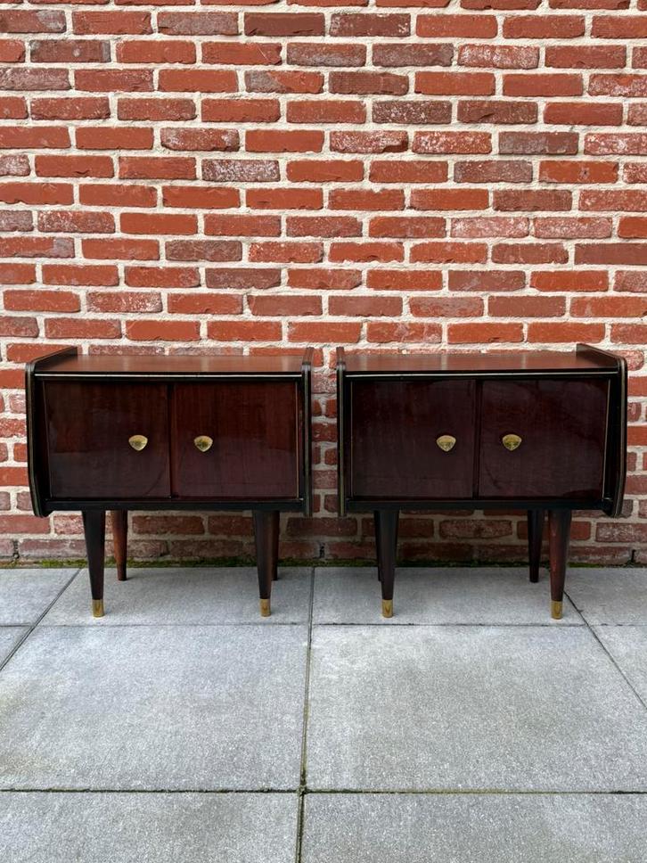 Set van 2 vintage nachtkastjes, Huis en Inrichting, Slaapkamer | Nachtkastjes, Gebruikt, Ophalen