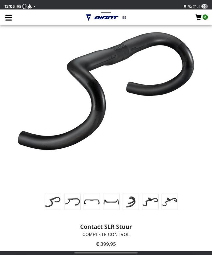Carbon stuur  (Giant) Contact SLR 44cm. Waarde 299€., Fietsen en Brommers, Fietsonderdelen, Gebruikt, Stuur, Ophalen of Verzenden