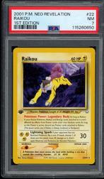 Raikou 1st Edition PSA 7 - 22/64 - Neo Revelation 2001, Hobby en Vrije tijd, Verzamelkaartspellen | Pokémon, Verzenden, Zo goed als nieuw