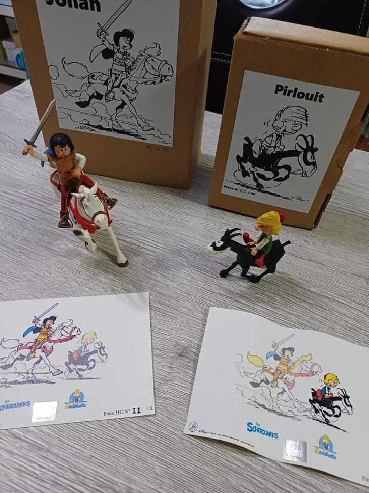 Johan Cheval en Pirlouit Biquette Zédibula, Verzamelen, Stripfiguren, Zo goed als nieuw, Beeldje of Figuurtje, Smurfen, Ophalen of Verzenden