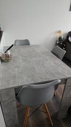 Eettafel + 3 eetkamer stoelen grijs, Maison & Meubles, Tables | Tables à manger, Comme neuf, 100 à 150 cm, Rectangulaire, 50 à 100 cm