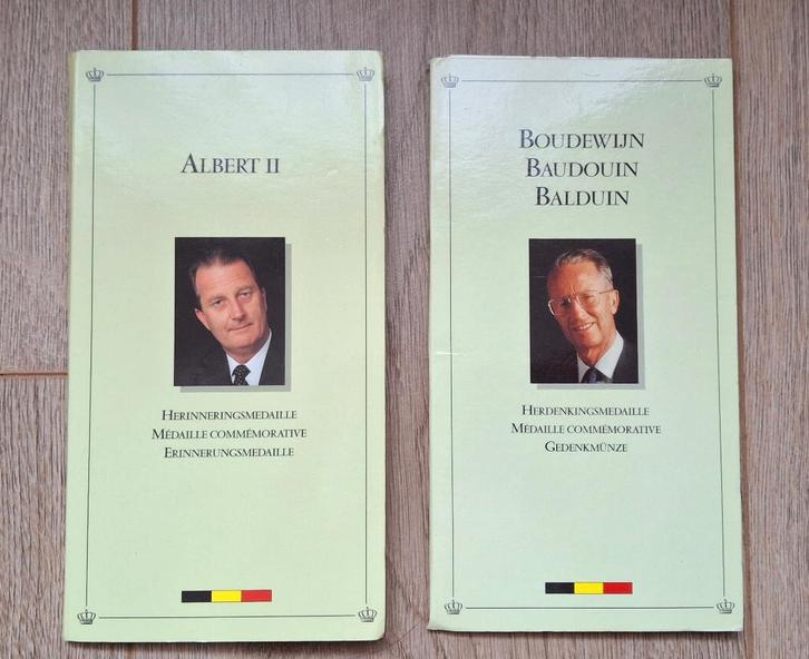 MUNTEN — Herdenkingsmedaille voor Boudewijn Albert II, Postzegels en Munten, Penningen en Medailles, Zilver, Ophalen of Verzenden