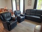 Complete salonset in leren zetels, Ophalen, Gebruikt, Rechte bank, Leer