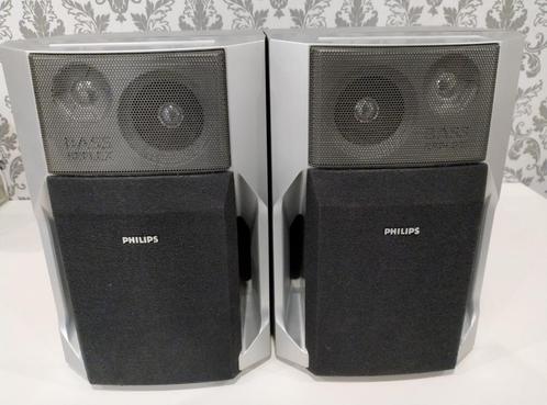 Philips Base Reflex Stereo Speaker Silver/Black 6 OHM FW-C28, Audio, Tv en Foto, Luidsprekerboxen, Zo goed als nieuw, Front, Rear of Stereo speakers