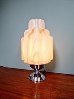 Art Deco tafellamp, type wolkenkrabber, opaline, 1930, Ophalen of Verzenden