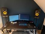 2 x KRK Rokit 8 op statief + Focusrite 2i4 geluidskaart, Enlèvement, Utilisé, Autres types, Autres marques